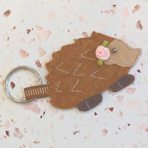 "Be Yourself" Cute Hedgehog Handcrafted Felt Ribbon Rose Key Ring | New #1